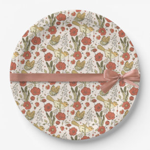 Baby Shower Butterflies & Blossoms Poetic Floral Paper Plate