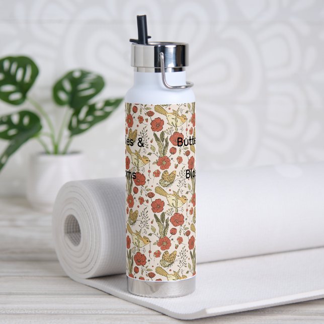 Baby Shower | Butterflies & Blossoms Poetic Floral Water Bottle (Yoga)