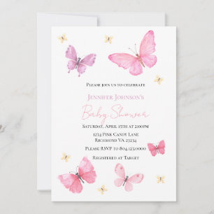 Baby Shower Butterfly Invitation, Girl Invitation