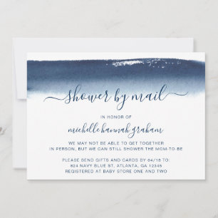 Baby Shower by Mail Baby Boy Navy Blue Watercolor Invitation