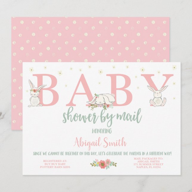 Baby Shower By Mail, Bunny Baby Shower Invitation (Front/Back)