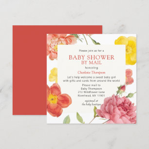Baby Shower By Mail Colourful Floral Invitation