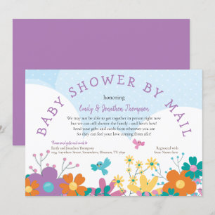 Baby Shower By Mail Colourful Florals Birds Invitation