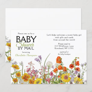 Baby Shower By Mail Colourful Wild Flowers Invitation