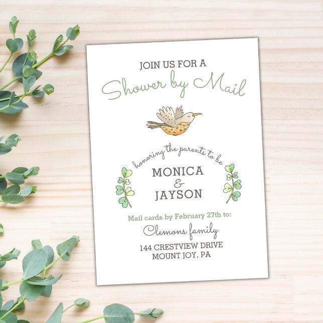 Baby Shower by Mail Cute Mama Bird Invitation (Baby Shower by Mail Invitation)
