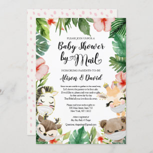 Baby Shower By Mail Cute Masked Safari Friends Invitation