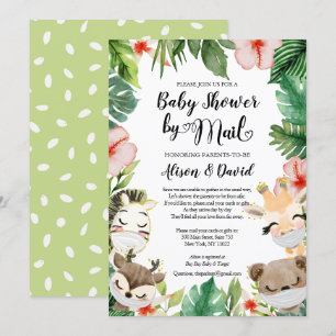 Baby Shower By Mail Cute Masked Safari Friends Invitation