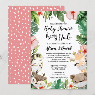 Baby Shower By Mail Cute Masked Safari Friends Invitation