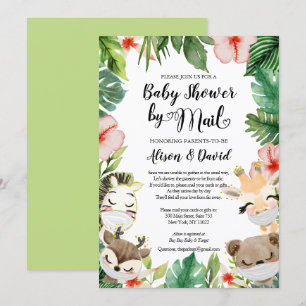 Baby Shower By Mail Cute Masked Safari Friends Invitation