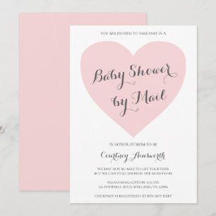 Baby Shower By Mail Cute Pink Heart Girl Invitation