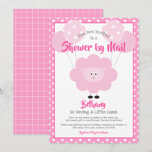 Baby Shower by Mail Cute Pink Lamb Modern Simple Invitation