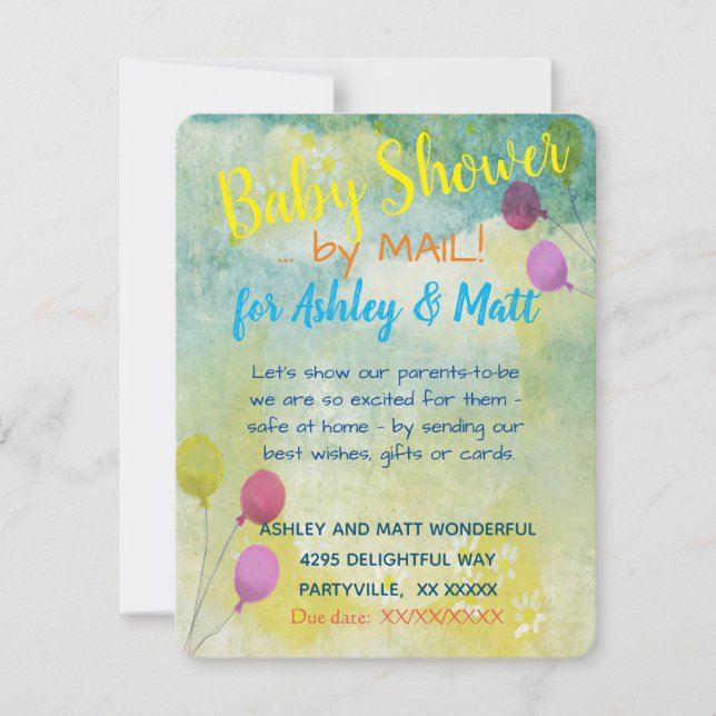 Baby Shower by Mail Daisies Balloons  Invitation (Front)