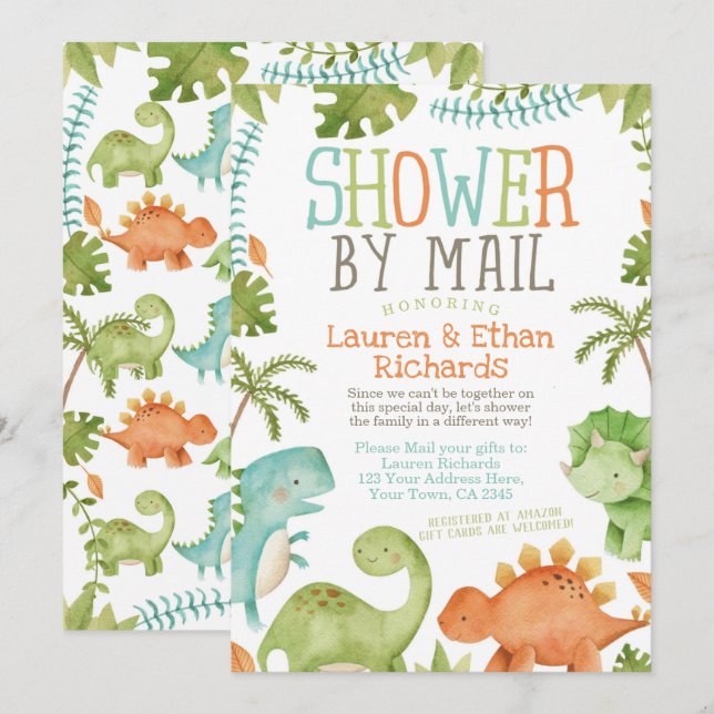 Baby Shower by Mail Dinosaur Invitation (Front/Back)