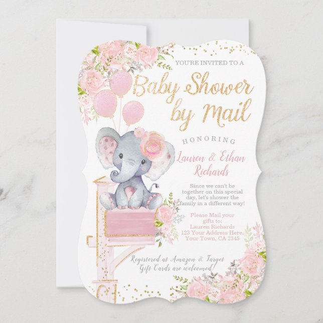 Baby Shower by Mail Elephant Invitation (Front)