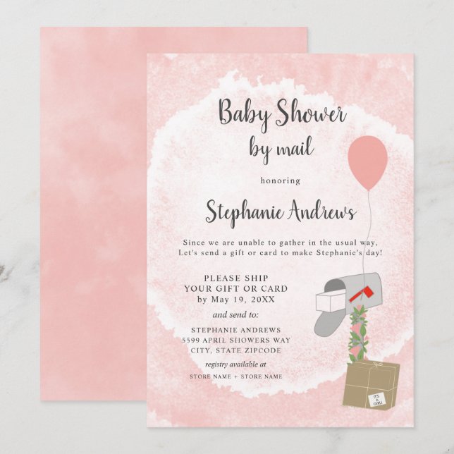 Baby Shower by mail for girl Invitation (Front/Back)