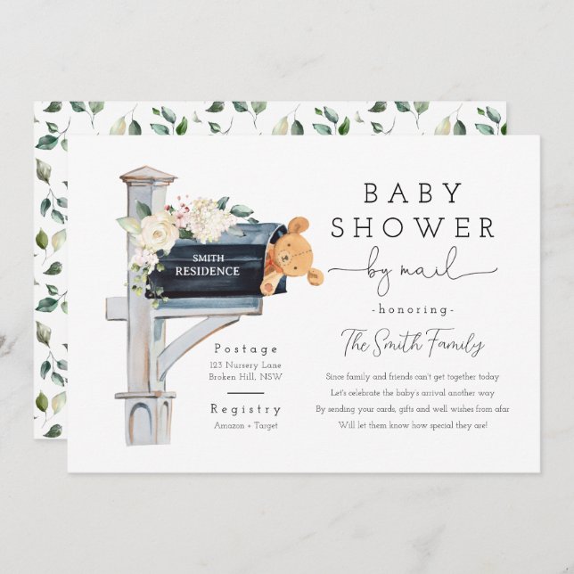 Baby Shower by Mail, Gender Neutral Baby Shower Invitation (Front/Back)
