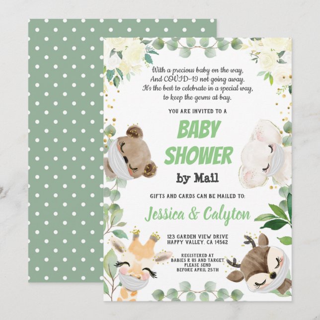 Baby Shower By Mail Gender Neutral Woodland Animal Invitation (Front/Back)
