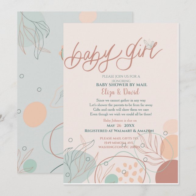 Baby Shower by Mail Girl Invitation (Front/Back)