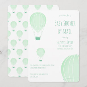 Baby Shower by Mail Green Hot Air Balloon Invitation