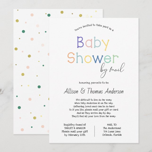 Baby Shower by Mail Invitation (Front/Back)