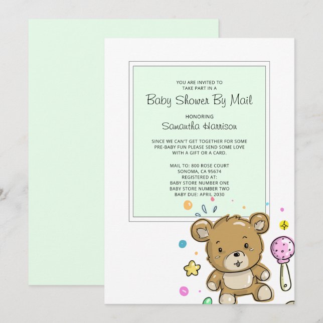 Baby Shower By Mail Invitation (Front/Back)