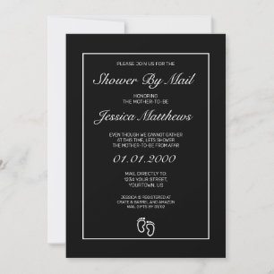 Baby Shower By Mail Modern Minimalist Black White  Invitation