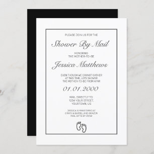 Baby Shower By Mail Modern Minimalist White Black Invitation