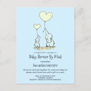 Baby Shower By Mail Mum And Baby Elephant Baby Boy Invitation Postcard