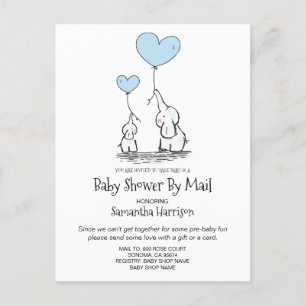 Baby Shower By Mail Mum Baby Elephant Boy Blue Invitation Postcard