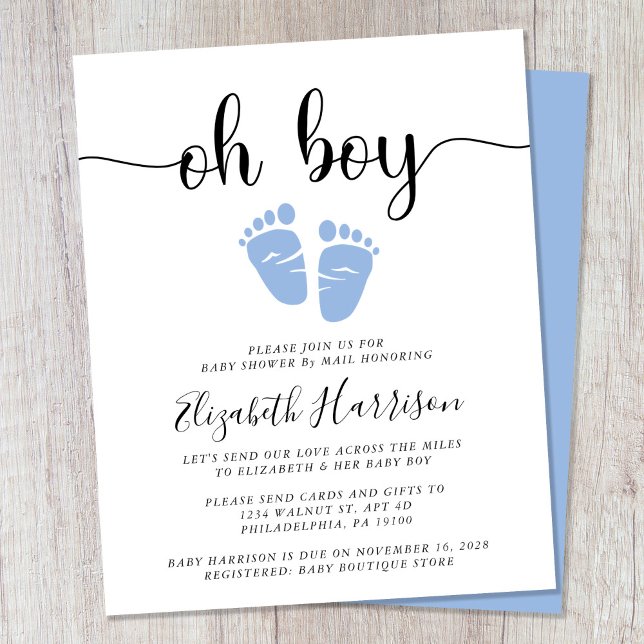 Baby Shower By Mail Oh Boy Blue Budget Invitation (Creator Uploaded)