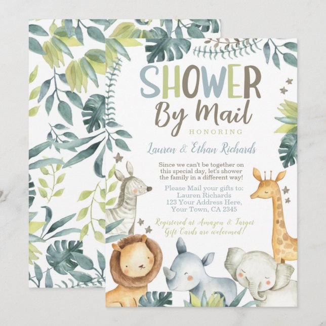 Baby Shower by Mail Safari Invitation (Front/Back)