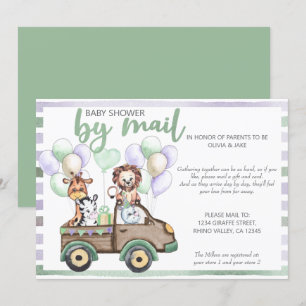 Baby Shower by Mail Safari Truck and Cute Animals Invitation