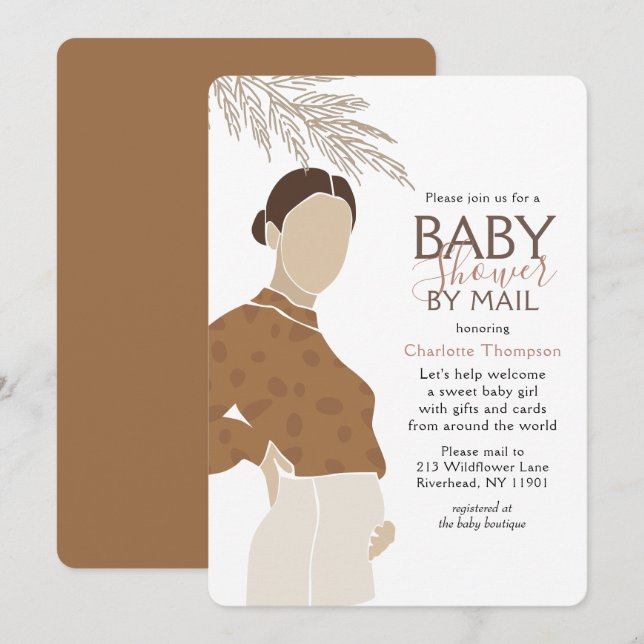 Baby Shower By Mail Simple Neutral Illustration Invitation (Front/Back)