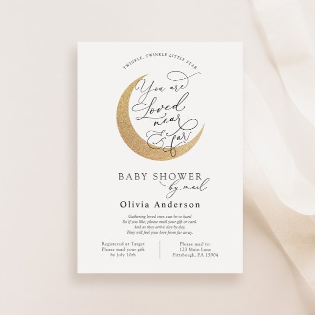 Baby Shower by Mail Twinkle Star and Moon Invitation (Creator Uploaded)