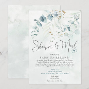 Baby Shower by Mail Watercolor Eucalyptus Greenery Invitation