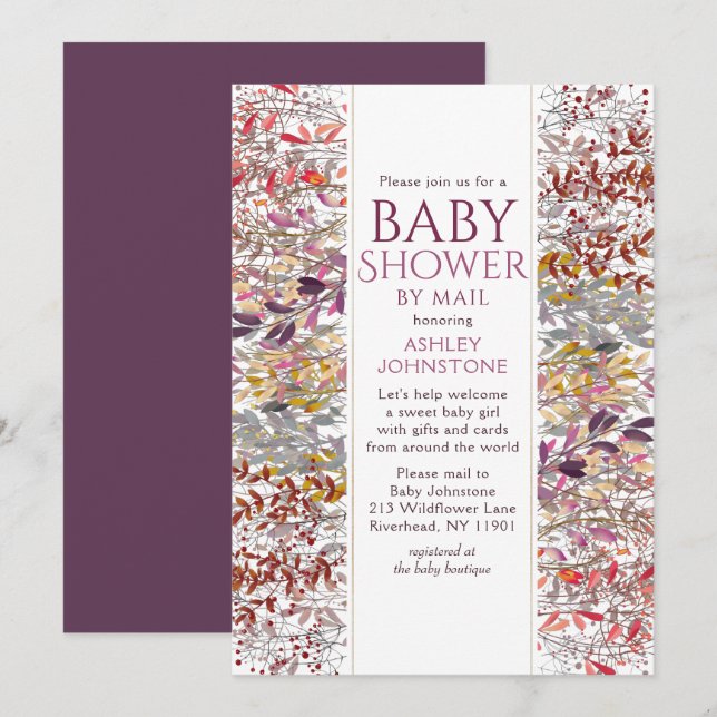 Baby Shower By Mail Watercolor Wildflower Floral Invitation (Front/Back)