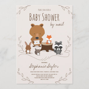 Baby Shower by Mail Woodland Animal Brown Invitation