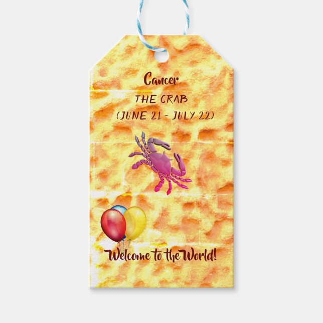  Baby Shower - Cancer / Crab Gift Tags (Front)