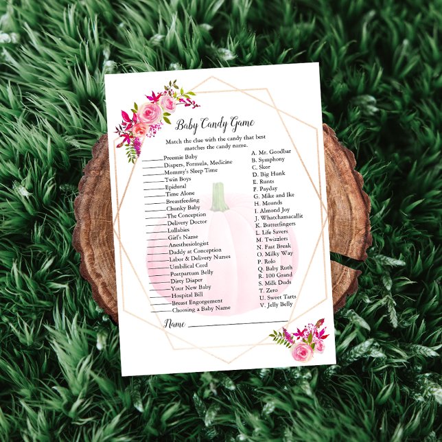 Baby Shower Candy Bar Game Pumpkin Floral Invitation (Creator Uploaded)