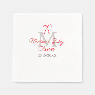 Baby shower candy cane Christmas holiday monogram Napkin