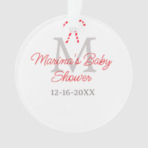 Baby shower candy cane Christmas holiday monogram 