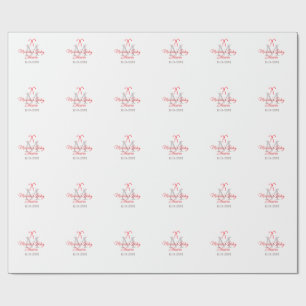 Baby shower candy cane Christmas holiday monogram Wrapping Paper