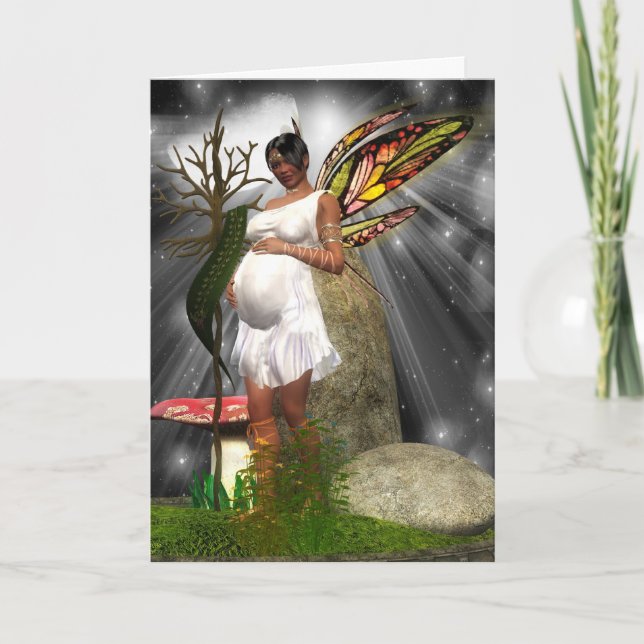 Baby Shower Card - African American Fairy (Front)