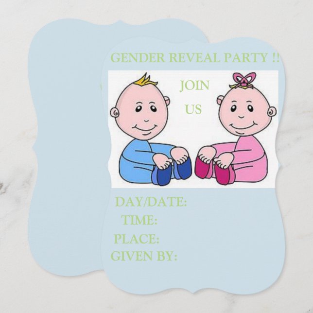 baby shower card GENDER REVEAL (Front/Back)