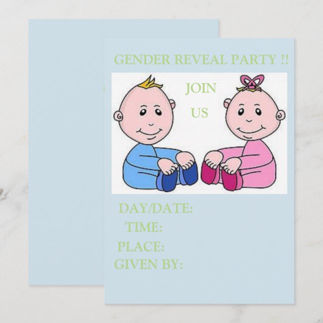 baby shower card GENDER REVEAL (Front/Back)