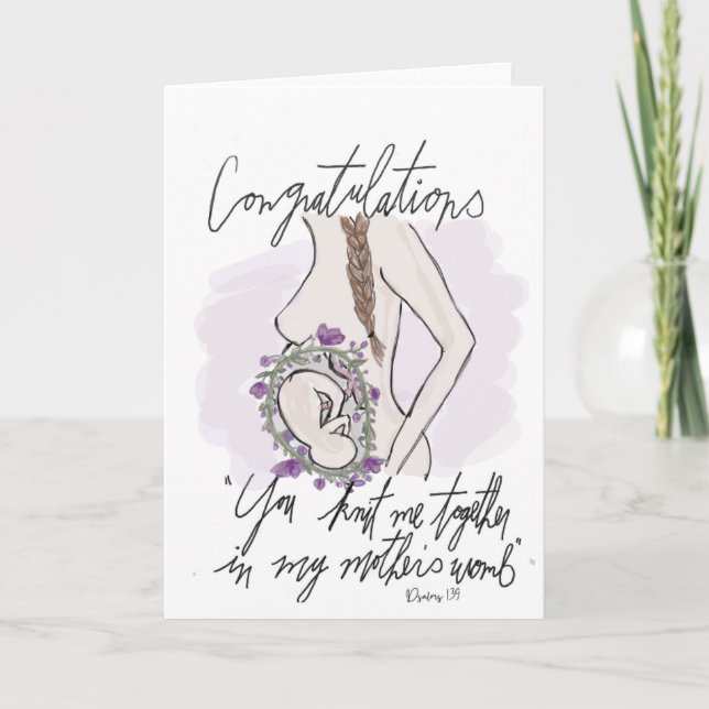 Baby shower card, watercolor floral/greenery card (Front)