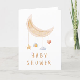 Baby Shower Card with Crescent Moon Mobile