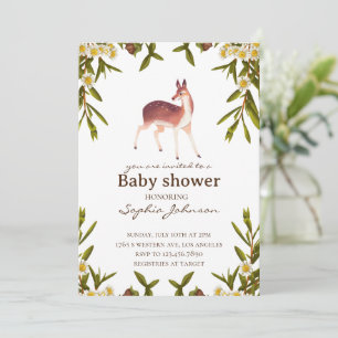 Baby Shower Card, Woodland Baby Shower Card, Gende Invitation
