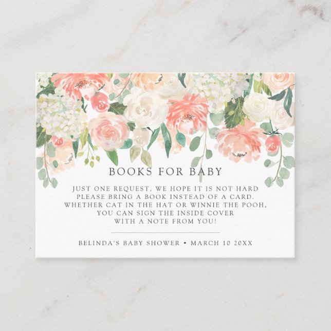 Baby Shower Cards | Sweet Florals Book Request (Front)