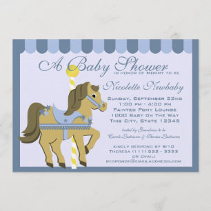 Baby Shower Carousel Blue Invitation